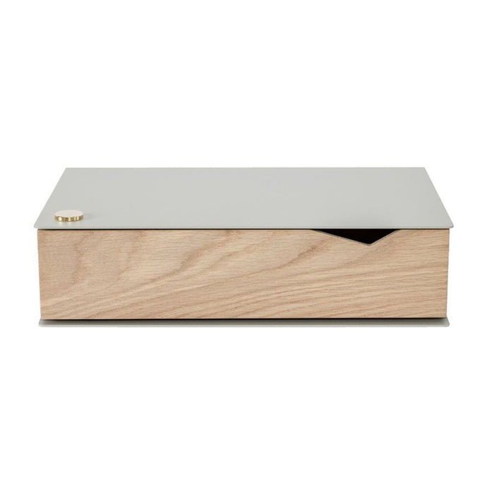 Wall-mounted bedside table: 1 pc. - BESIDE - gray with oak drawer