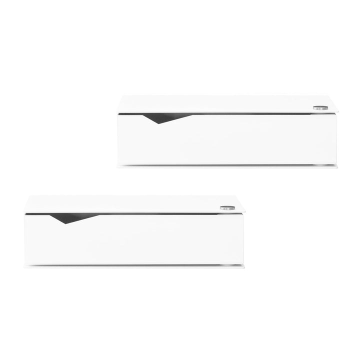 Wall-mounted bedside table: 2 pcs. - BESIDE - white with white drawer