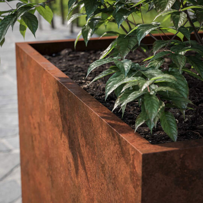 Højbed kvadratisk med bund, fremstillet i Corten stål