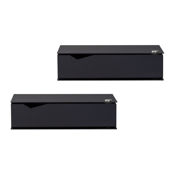 Wall-mounted bedside table: 2 pcs. - BESIDE - black with black drawer