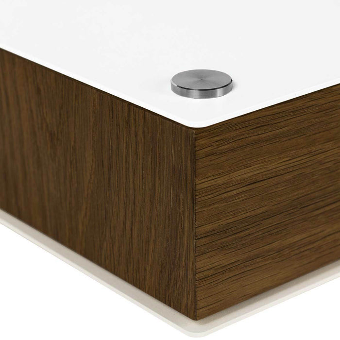 Wall-mounted bedside table: 1 pc. - BESIDE - white with dark oak drawer
