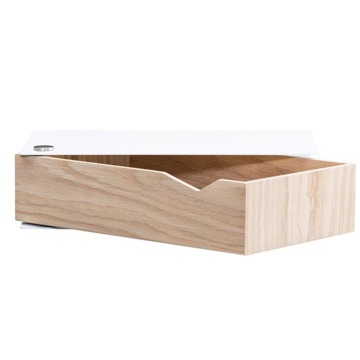Wall-mounted bedside table: 1 pc. - BESIDE - white with oak drawer