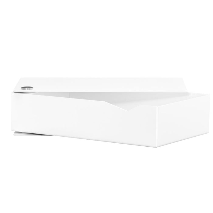 Wall-mounted bedside table: 1 pc. - BESIDE - white with white drawer
