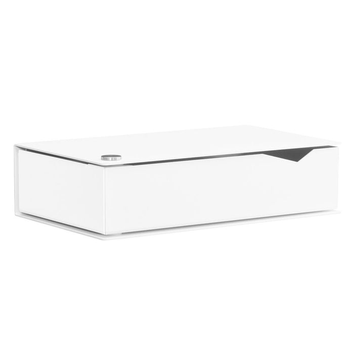 Wall-mounted bedside table: 1 pc. - BESIDE - white with white drawer