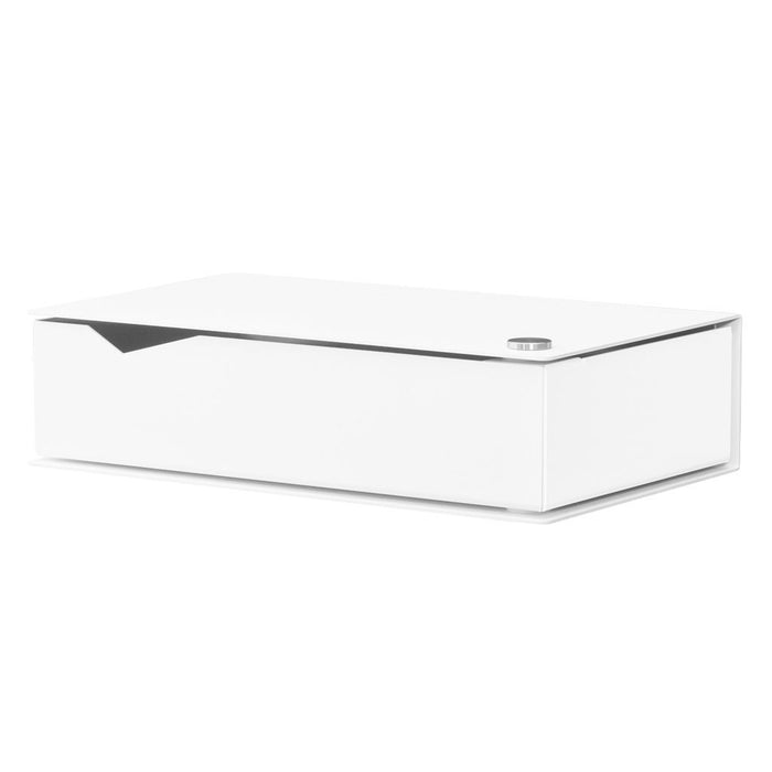 Wall-mounted bedside table: 2 pcs. - BESIDE - white with white drawer