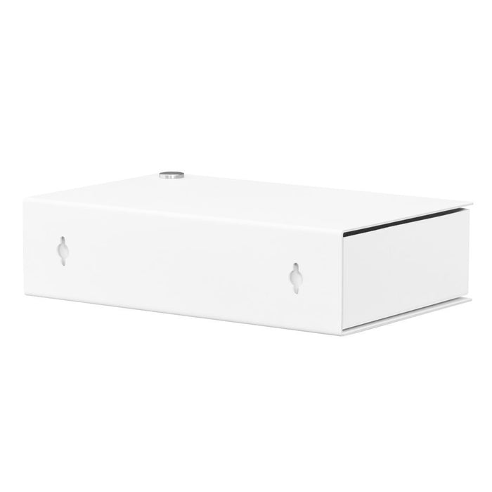 Wall-mounted bedside table: 2 pcs. - BESIDE - white with white drawer