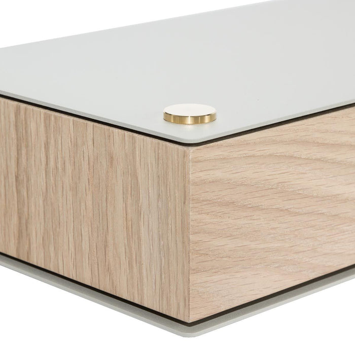 Wall-mounted bedside table: 1 pc. - BESIDE - gray with oak drawer