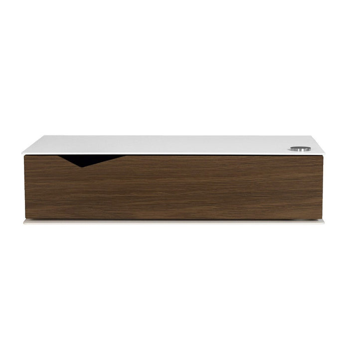Wall-mounted bedside table: 1 pc. - BESIDE - white with dark oak drawer