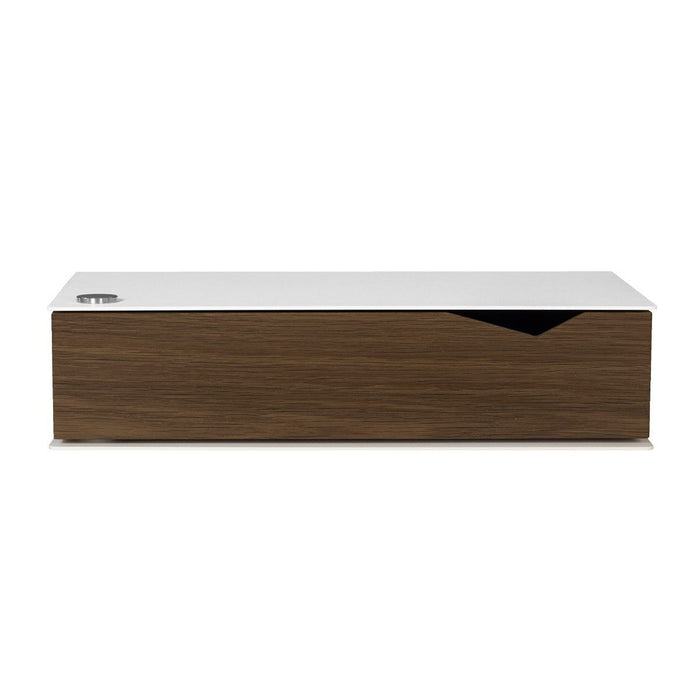 Wall-mounted bedside table: 1 pc. - BESIDE - white with dark oak drawer