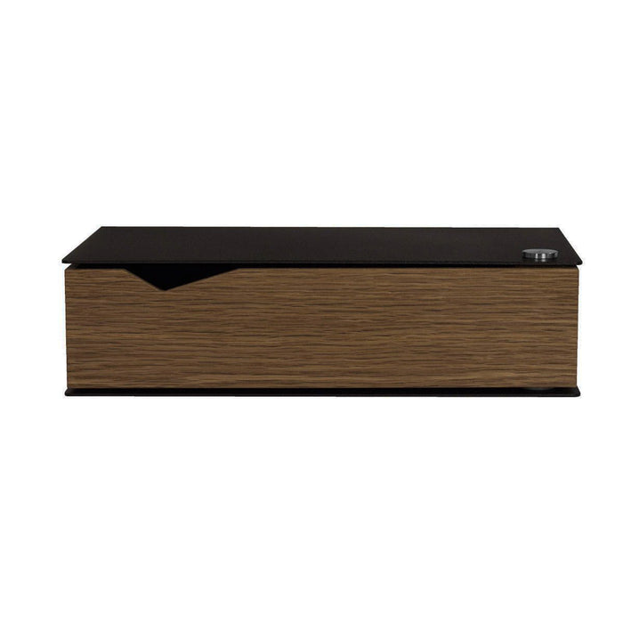 Wall-mounted bedside table: 1 pc. - BESIDE - black with dark oak drawer