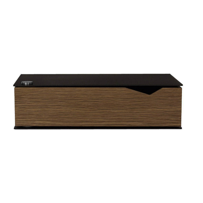 Wall-mounted bedside table: 1 pc. - BESIDE - black with dark oak drawer