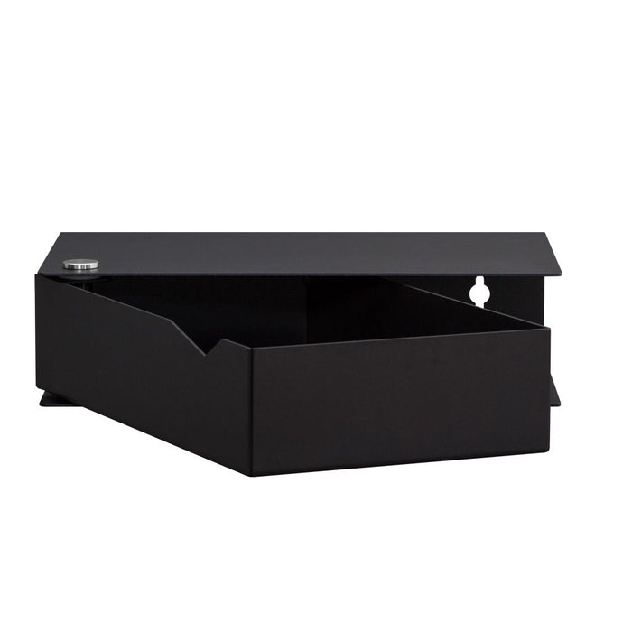 Wand-Nachttisch: 1 Stk. - BESIDE - schwarz mit schwarzer Schublade