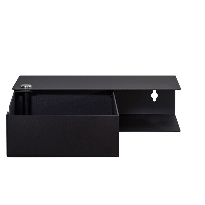 Wall-mounted bedside table: 1 pc. - BESIDE - black with black drawer