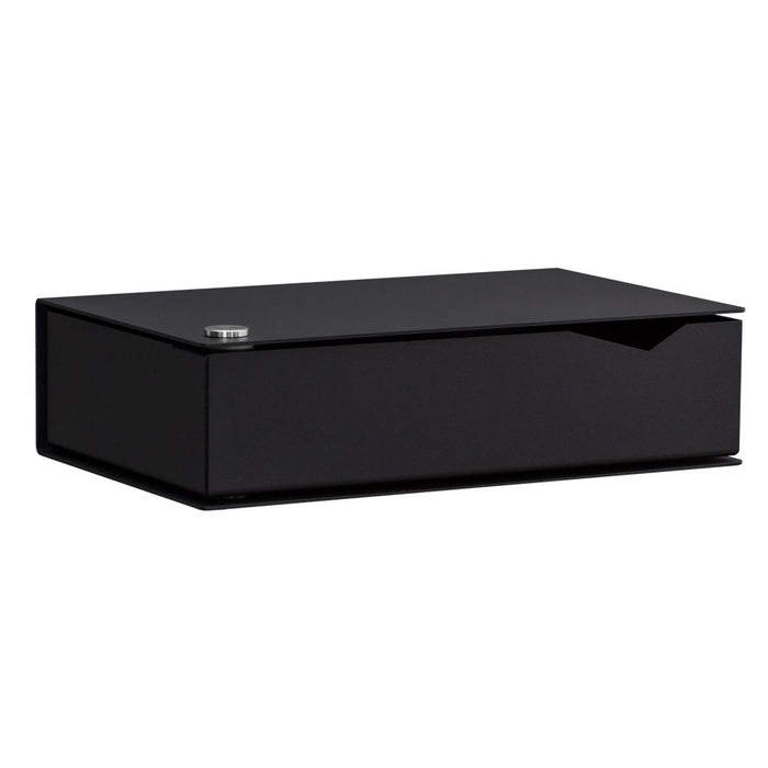 Wall-mounted bedside table: 1 pc. - BESIDE - black with black drawer