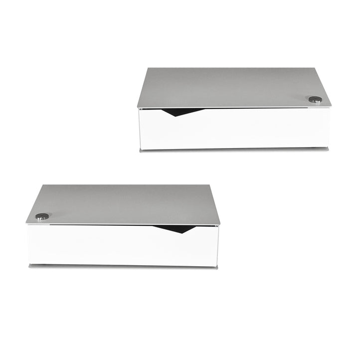 Wand-Nachttisch: 2 Stk. - BESIDE - schwarz mit Schublade aus Eichenholz