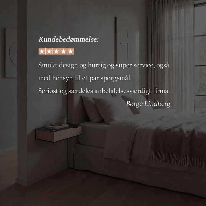 Wall-mounted bedside table: 2 pcs. - BESIDE - white with oak drawer