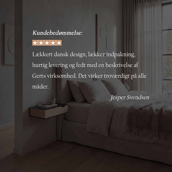 Wall-mounted bedside table: 2 pcs. - BESIDE - white with oak drawer