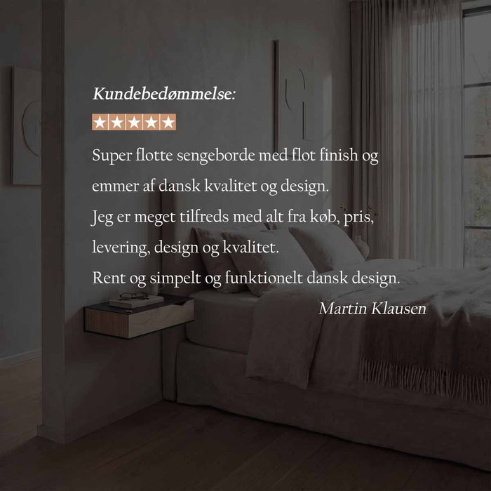 Wall-mounted bedside table: 2 pcs. - BESIDE - white with oak drawer