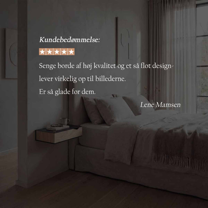 Wall-mounted bedside table: 2 pcs. - BESIDE - white with oak drawer