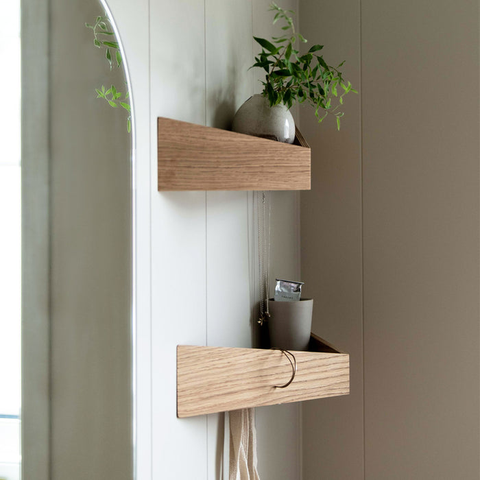 2 stk. hylder med knage: PELICAN - eg, natur