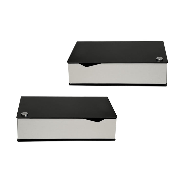 Wall-mounted bedside table: 2 pcs. - BESIDE - black with oak drawer