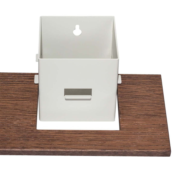 Box with shelf, wall-mounted: 1 pc. - LINE - gray with oak shelf