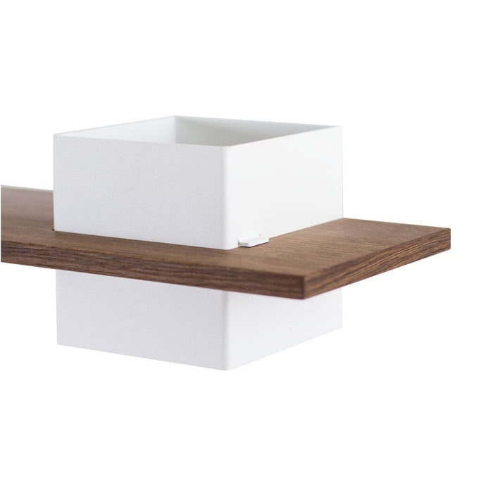 Box med hylde, væghængt: 1 stk. - LINE - hvid m. egetræshylde